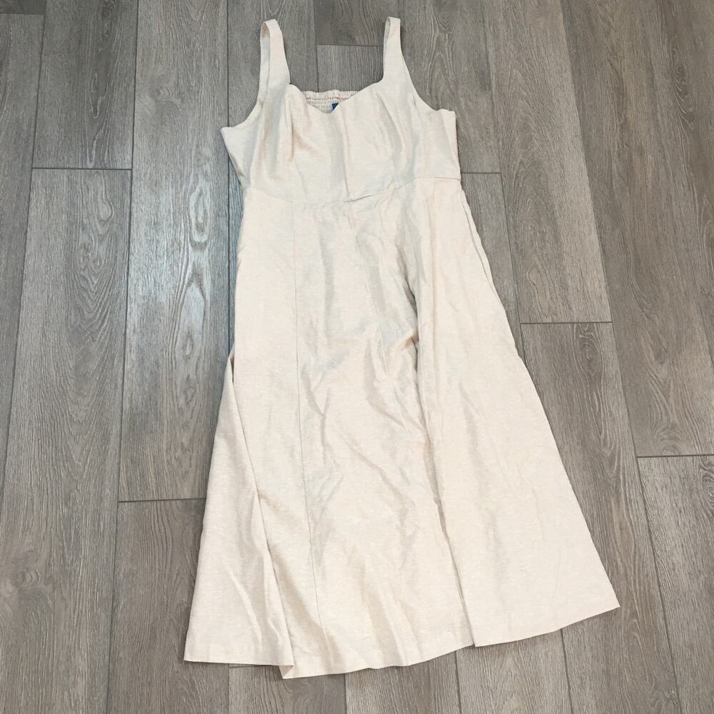 Old Navy Linen Blend Sleeveless Midi Sundress Fit & Flare XL Wheat Beige